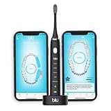 Blu Smart Electric Toothbrush, Sonic Power Toothbrush with Interactive Live Tracking App for Adults (Black)