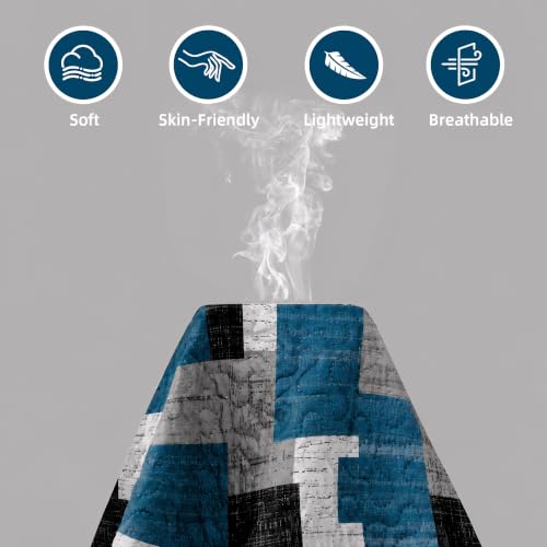 Image of Tyrot 3 Piece Teal Blue Quilt Full /Queen Black White Gray Bedding Set