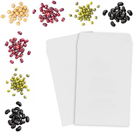 100Pcs Small White Envelopes, Mini Seed Envelopes Seed Packets Kraft Paper Coin Envelopes Money Envelopes for Wages, Seeds, Coins, Beads or Stamps(10x6cm/3.9x2.4inch)