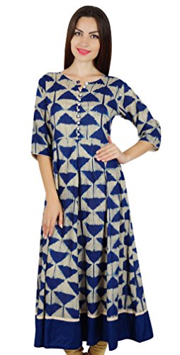 Bimba de à Long Anarkali Kurta Kurti 3/4 Classique Robe Bleue Indien de Mode