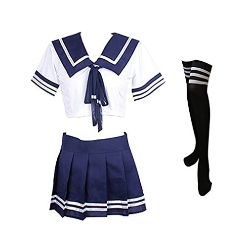 SINMIUANIME Tenue d'écolière Lingerie Sexy Étudiant Uniforme Court Marin Cosplay Lingerie Mignon, One Size
