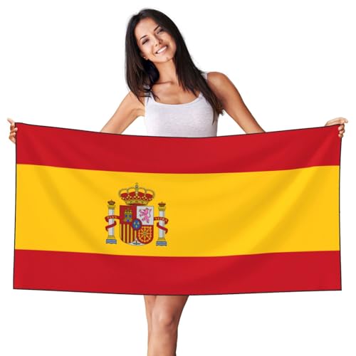 PHAYAH Spanish Flag Beach Towel 55"X 27.5" Sandproof Lightweight Compact Pool Towels For Travel Swimming Yoga