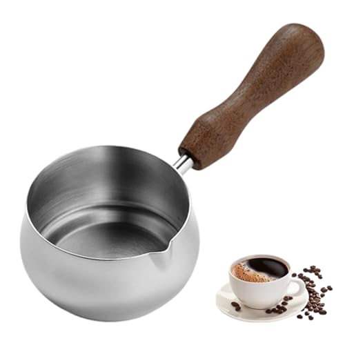 Image of Supvox 60ml Espresso Shot Pitcher Stainless Steel Coffee Accessories with Wooden Handle and V Shape Spout Easy Pour Shot Measuring Cup for Barista