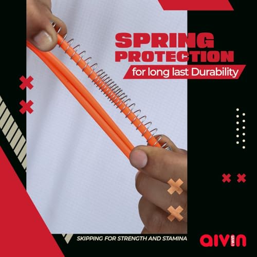 Image of Aivin Trend Lightweight Mat PVC Jump Rope for Fitness & Exercise with Plastic Handles Tangle-Free Skipping Rope for Gym, Cardio & Endurance Training Jumping Rope for Men & Women (Orange)