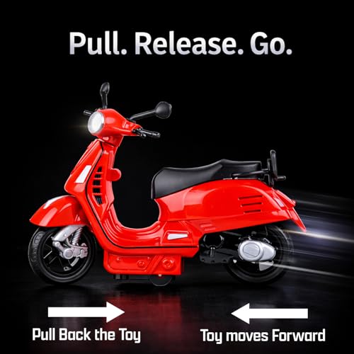 Image of Roselux Scooter Toy for Kids| Push-Back Action Retro City Scooter| Durable ABS Plastic Toy for Boys & Girls (3+ Years)|Red