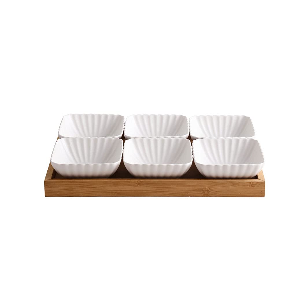 Ciotoline da Snack 6 compartimento diviso in ceramica salsa in ceramica piatto imastidire ciotole dessert dessert piccolo piatto antipasto piatti for salsa di soia aceto di aceto di sushi kethup bbq s