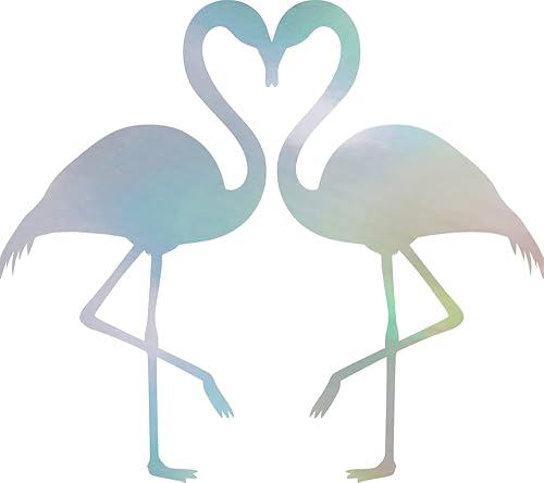 NBFU Two Flamingo Beach Heart (Hologram) (Set of 2) Premium Waterproof Vinyl Dec