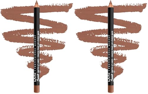 Image of NYX PROFESSIONAL MAKEUP Suede Matte Lip Liner, Velvety-Smooth, Long-Lasting Formula For A Defined Lip Makeup Look - Soft-Spoken (Nude) (Pack of 2)