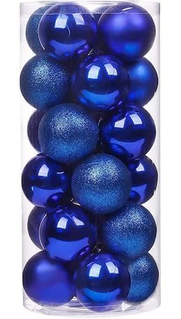 24 x 60 mm Midnight Blue Christmas Tree Baubles - Shatterproof Hanging Ornaments, 60mm - Image 4