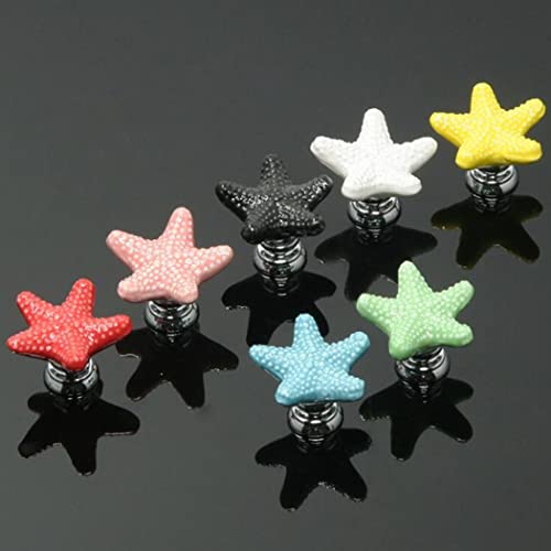 ZESLIV Bouton de meuble en porcelaine antique - Poignée de porte vintage - Étoile de mer - Pour chambre d'enfant - Jaune