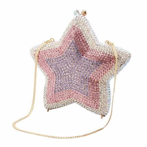 Image of Women Rhinestone Star Shape Clutch Purse Unique Crystal Evening Bag Luxury Chain Handbag for Wedding Cocktail Party | Rhinestone