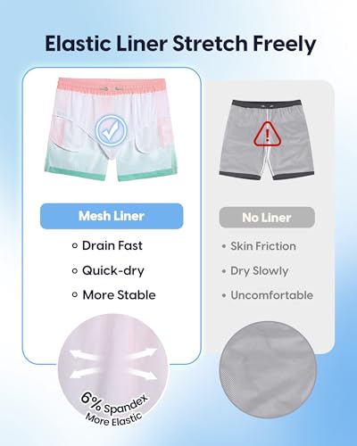 Image of maamgic Mens Swim Trunks 5 Inch with Mesh Lining, Quick Dry Mens Bathing Suit, Swim Shorts for Swimming and Beach
