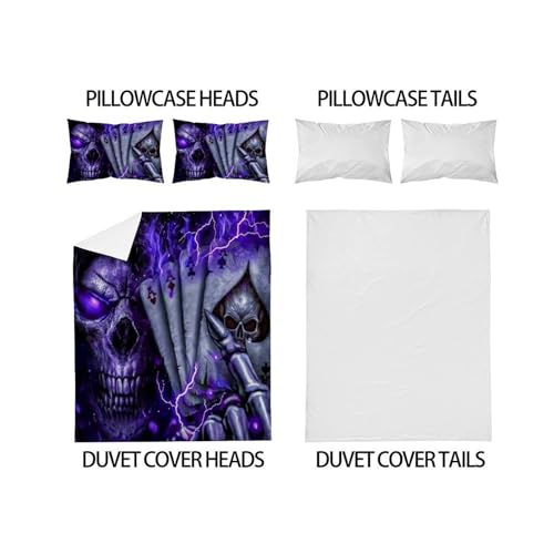 Parure de lit gothique crâne violet en microfibres de qualité supérieure King size 220x240cm - 4