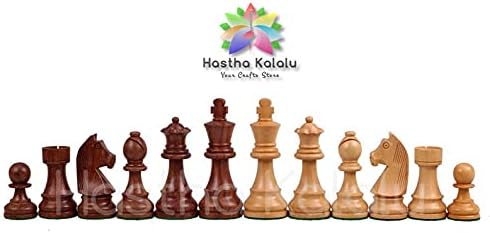 Miniatura 4 de Hastha Kalalu Staunton StyleTournament Series SheeshamIndian Palisandro piezas de ajedrez, pesado, caballero alemán, altura King 3.0in con dos
