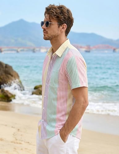 Camisa hawaiana para hombre ZAFUL, manga corta, botones, casual, tropical floral, verano, playa, polo miniatura 3
