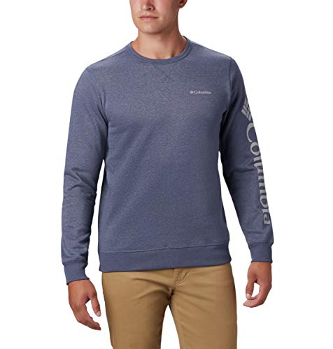 Columbia Men's Columbia Logo Fleece Crew Sweatshirt, Dark Mountain Heather/Columbia Grey, Medium