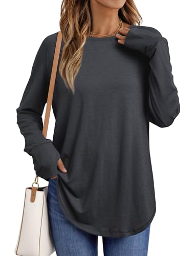 Image of AUTOMET Womens Long Sleeve Tunic Tops Crew Neck Casual Loose Fit Shirts