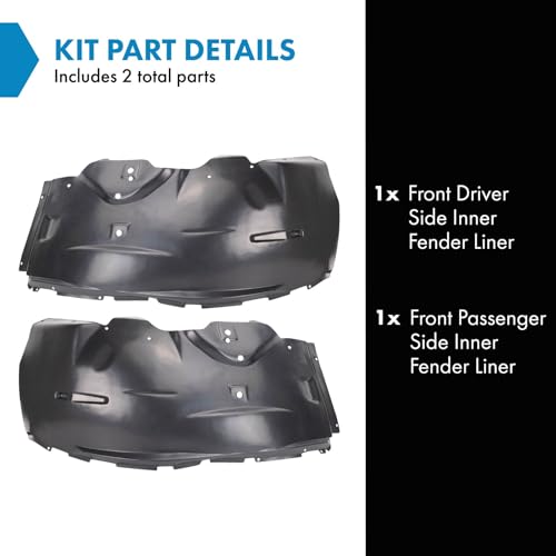 Image of TRQ Front Driver and Passenger Side Inner Fender Liner Set Compatible with 2002-2010 Ford Explorer Mercury Mountaineer 2007-2010 Ford Explorer Sport Trac