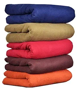 Goyal's Plain Fleece Single Bed Blanket (Pack of 5) - Vibrant Colors (Lightweight)