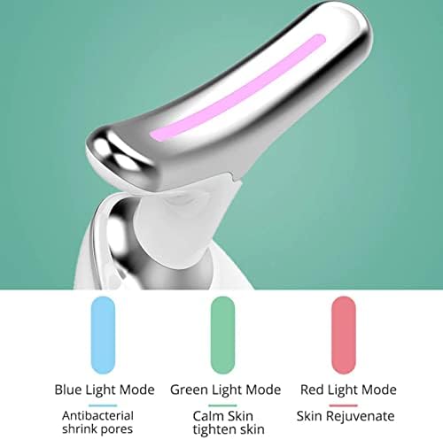Wavy Chic Beauty Facial Massager, 3 Color LED Face Skin Rejuvenation for Face & Neck Beauty Device, 3 in 1 Face Massager, Microglow Handset for Skin Care, Neck Device Glossy (White)