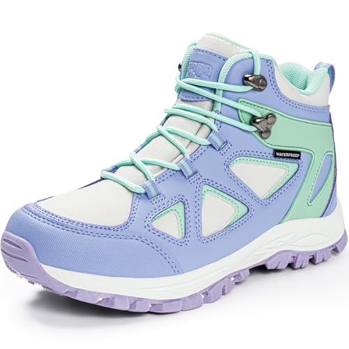 R CORD Kids Hiking Boots Waterproof Trail Running Shoes Hiking Shoes Girls Hiking Boots Tennis Outdoor Slip Resistant Comfortable Sneakers Turquoise 5 Big Kid