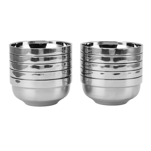 Beufee 10 piezas de tazones de acero inoxidable, tazones de sopa ensalada de paredes dobles tazones de ingredientes para salsas bocadillo de sushi de arroz