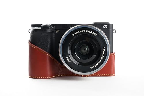 Housse de caméra Sony A6300 TP étui demi-cuir véritable accès facile