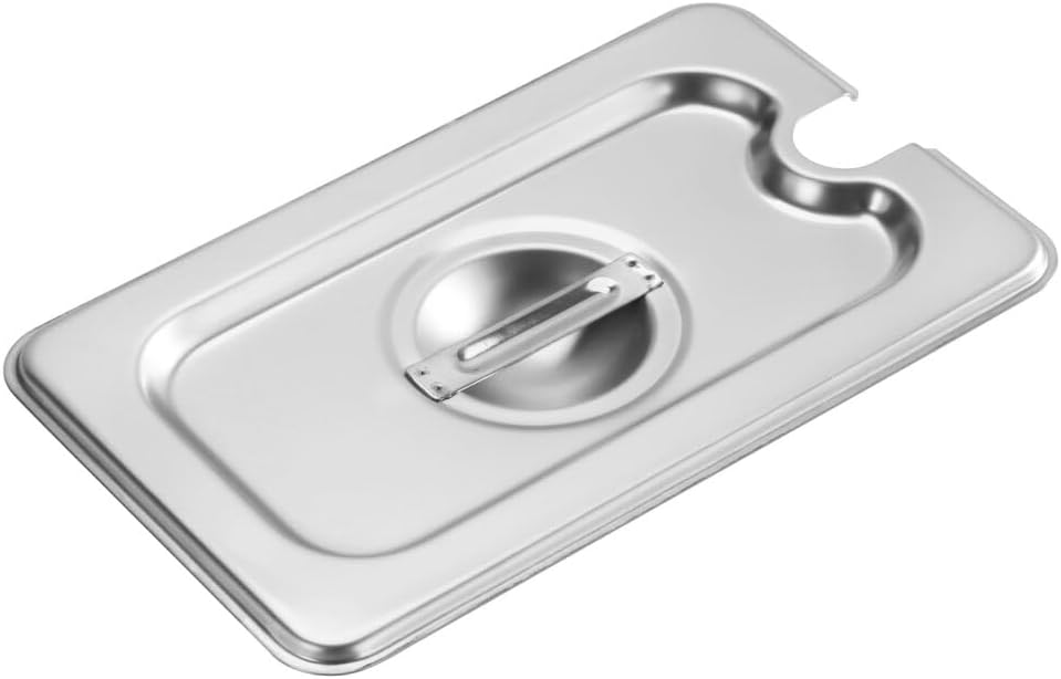 New Star Foodservice 1/9 Size Steam Table Pan Cover, Notched, 18/8 Stainless Steel, 24-Gauge