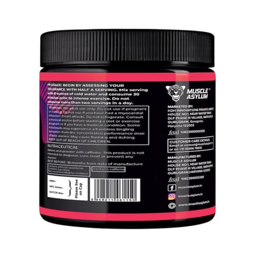 Image of Muscle Asylum F9 Series Pre-Workout Powder | 200g, 25 Servings | Fruit Punch | With Genuine Lab Reports | Boosts Energy & Endurance | Improves Focus | Revs Up Recovery | 1.5g Bcaa | 750mg Alanine | with 300mg Caffeine Per serve