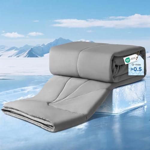 Elegear Revolutionary Cooling Comforter Twin Absorbs Body Heat to Keep Cool, Cooling Blanket for Hot Sleepers Japanese Arc-Chill 3.0 Cool Tech Fabric Summer Comforter Hypo-Allergenic Cool Quilt - Gray