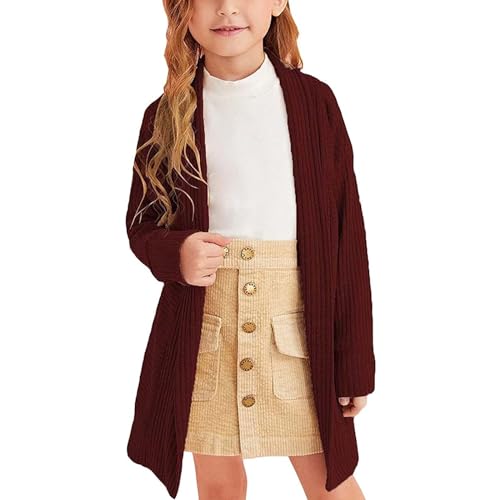 Girls' Cardigan SweaterCute Petal Buttons Cotton Long Sleeve Crewneck Sweater for 5~14 Years Girls