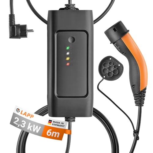 LAPP MOBILITY - Stazione di Ricarica Tipo 2, 2,3 kW/Contatto di Protezione, 10 A/1 Fase e Cavo di Ricarica per Auto, modalità 2/6 m