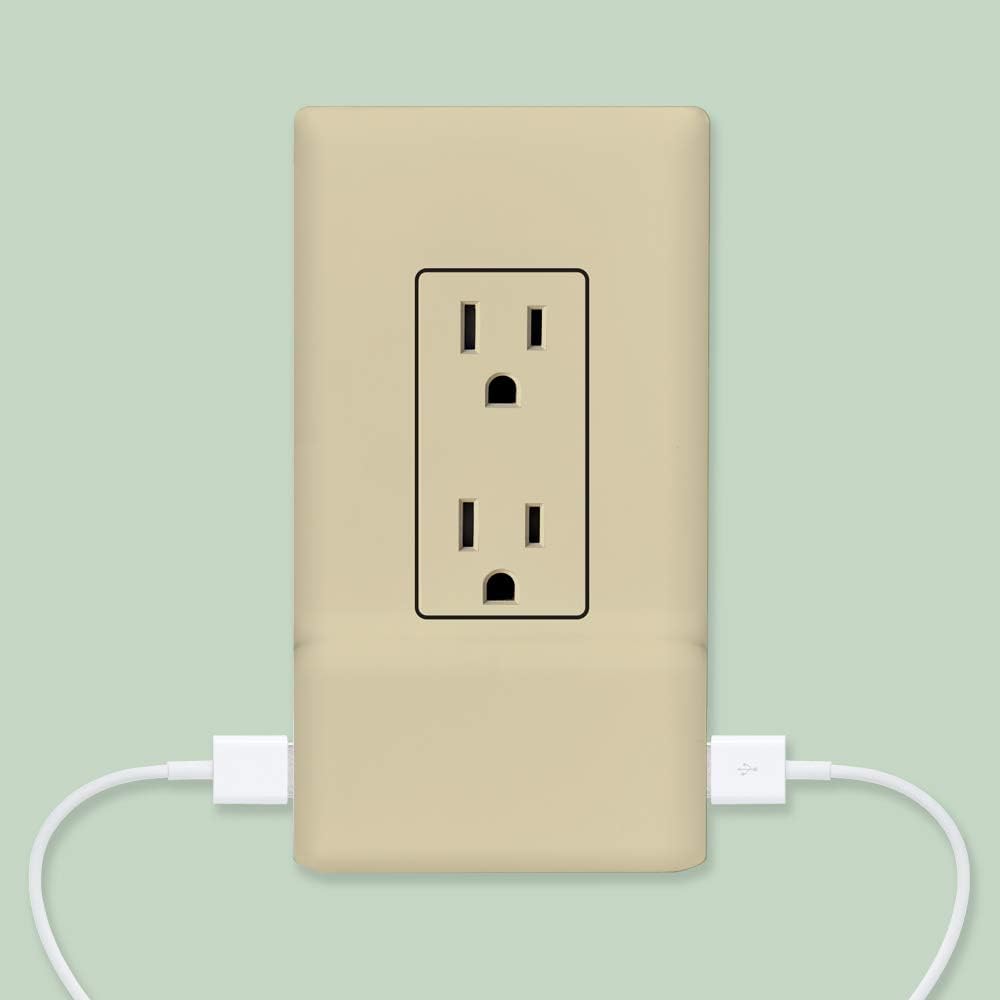 Single - SnapPower USB Charger Generation 2 [Not for GFCI Outlets] - Outlet Wall Plate Cover with USB Charger Built-in - No Batteries Or Wires Required - Installs in Seconds - (Decor, Ivory)