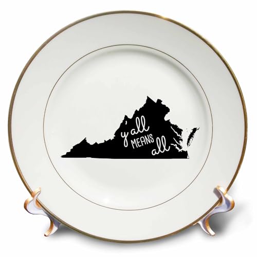 3dRose Yall means all written inside the state of Virginia. Black on white. 8 inch Porcelain Plate