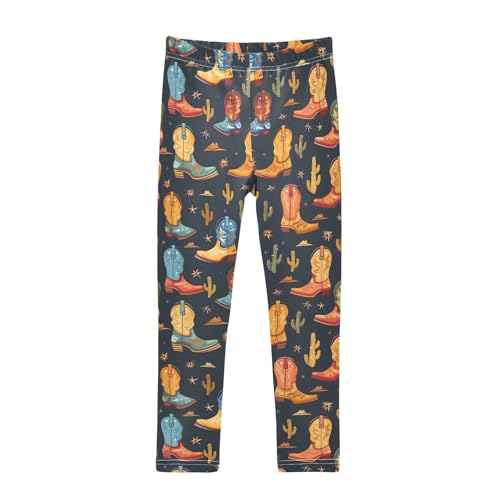Cowboy Boots Girls Leggings Athletic Pants Tights Stretch Bottom