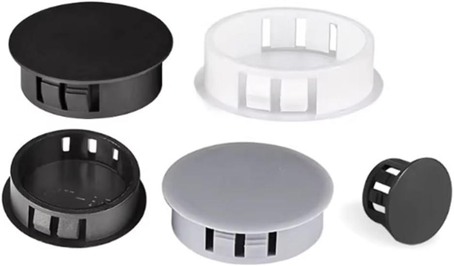 5 Pcs Dia 45-60mm Round Nylon Plastic Plug, Locking Insertion Snap On Type Tube, Furniture Cabinet Screw Hole End Cover（Black, White, Gray）(60mm)