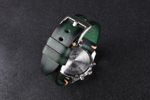 Image of Retro Handmade Watch Band, Quick Release Vintage Leather Watch Strap Replacement,Choice of Width-18mm 20mm 22mm 24mm or 26mm