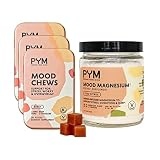 PYM Berry Mood Chews (60ct) & Mood Magnesium Powder (30 Servings) Bundle - Support for Stress, Worry