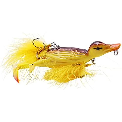 CREEYA 1piece 3D Duck Topwater Fishing Lure Yellow Duckling Floating Artificial Bait Plopping and Splashing Feet Hard Fishing Tackle Geer 12cm 28g Cover