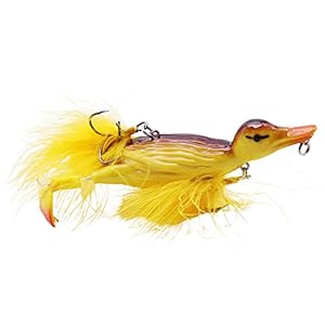 1piece 3D Duck Topwater Fishing Lure Yellow Duckling Floating Artificial Bait Plopping and Splashing Feet Hard Fishing Tackle Geer 12cm 28g