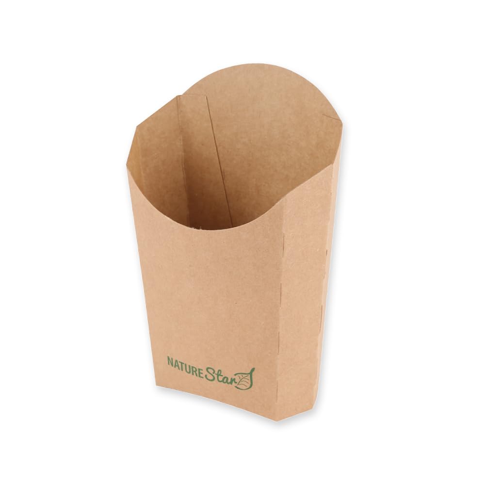 FRANZ MENSCH 1000 Stück NATUREStar Pommes-Schütten | Kraftpapier/PE, FSC®-Mix, L: 9cm, braun, B: 5,5cm, H: 12,5cm, Karton, Spitztüten Papiertüten, Papierspitztüten,Pommes Tüten
