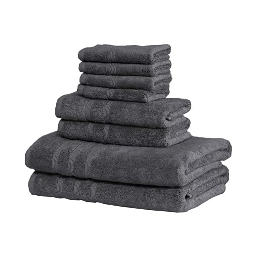 Mosobam 700 GSM Luxury Bamboo Viscose 8pc Large Bathroom Set, Charcoal Grey, 2 Bath Towels 30X58 2 Hand Towels 16X30 4 Face Washcloths (Wash Cloth) 13X13, Turkish Towel Sets, Quick Dry, Dark Gray