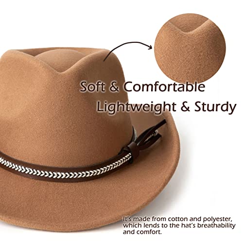 Image of Men & Women Classic Wide Brim Western Cowboy Cowgirl Hat | Classic Knit Band, Western Style, Lightweight, Adjustable Strap Inside, Interior Sweatband, Cowboy Costumes Accessories