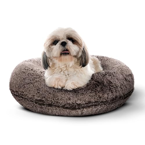 Bessie and Barnie Bagel Donut Dog Bed - Extra Plush Faux Fur - Circle/Donut Dog Bed - Waterproof Lining and Removable Washable Cover - Calming Dog Bed - Multiple Sizes & Colors Available