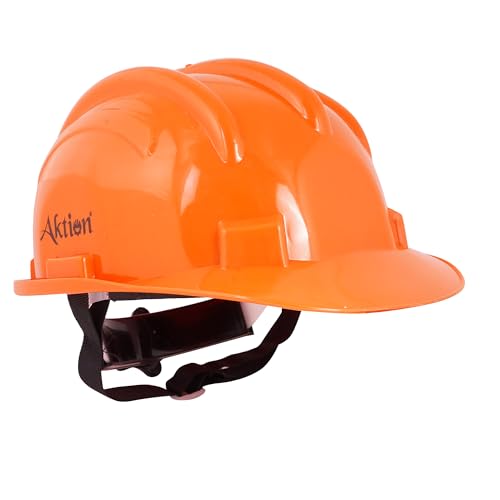 Image of Aktion AK H12 ORG Safety Helmets Rachet Type, IS 2925:1984 Color: Orange, Pack of 10