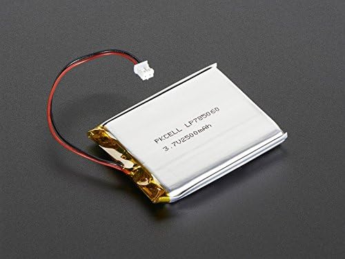 Adafruit 328 Battery, Lithium Ion Polymer, 3.7V, 2500mAh, 2" x 2.55" x 0.30" Size