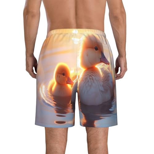 Ducks Swimming in The Lake Men's Beach Pants-Quick-Dry & Comfortable Mens Beach Shorts for Men, Perfect for Surfing and Everyday Wear White3