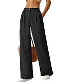 BTFBM Women Striped Dress Pants 2025 Spring Business Casual Outfits Wide Leg Long Palazzo Pants Work Office Trousers(Black, 10)