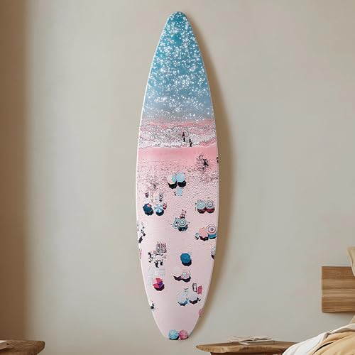American Art Decor Surfboard - Crowd on the Beach Wall