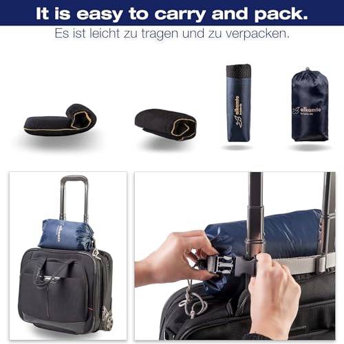 Image of alkamto Travel & Camping Comfortable Memory Foam Pillow - Easy to Carry Portable Bag - Temperature Regulating Pillow Case